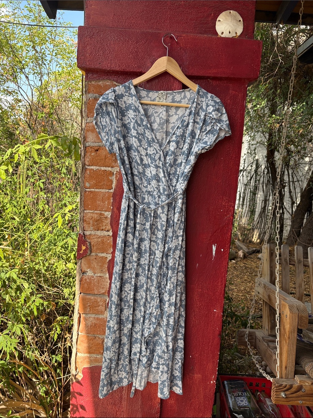 Blue Floral Wrap Dress - Casual Summer Style Anthropologie/Naif